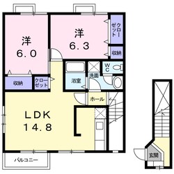 デュエルミサキⅡＤの物件間取画像